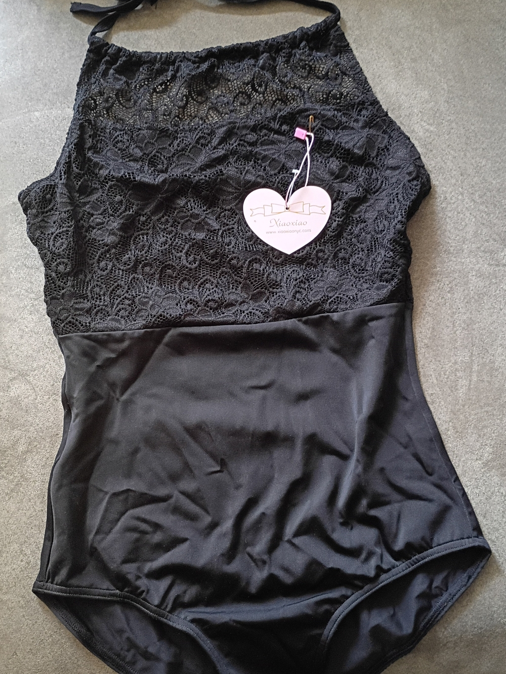 Xiaoxiao Black Lace Halter Bodysuit Medium